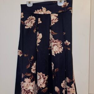 Haute Monde Navy Floral A-Line Skirt